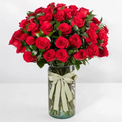 Jarron 50 rosas rojas